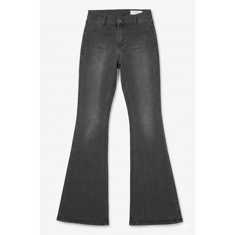 Pistola Faded Black High Rise Flare Jeans Patch Pocket Style P8003 Size 27 - Picture 1 of 7